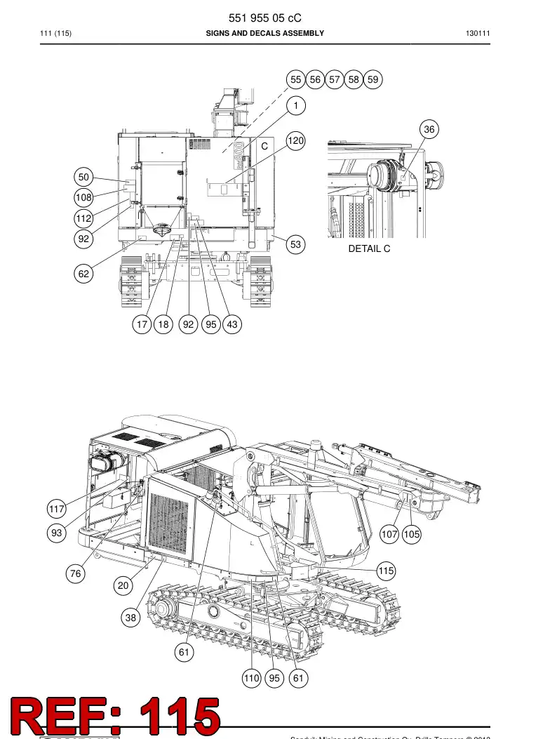 55196533 551 965 33 Decal, Warning - Sandvik Technical Drawing