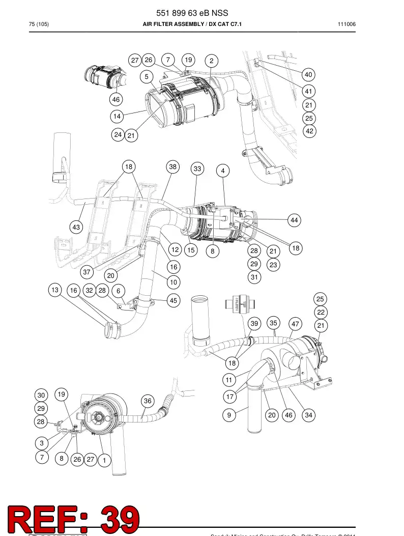 55196539 551 965 39 Valve, Check - Sandvik Technical Drawing