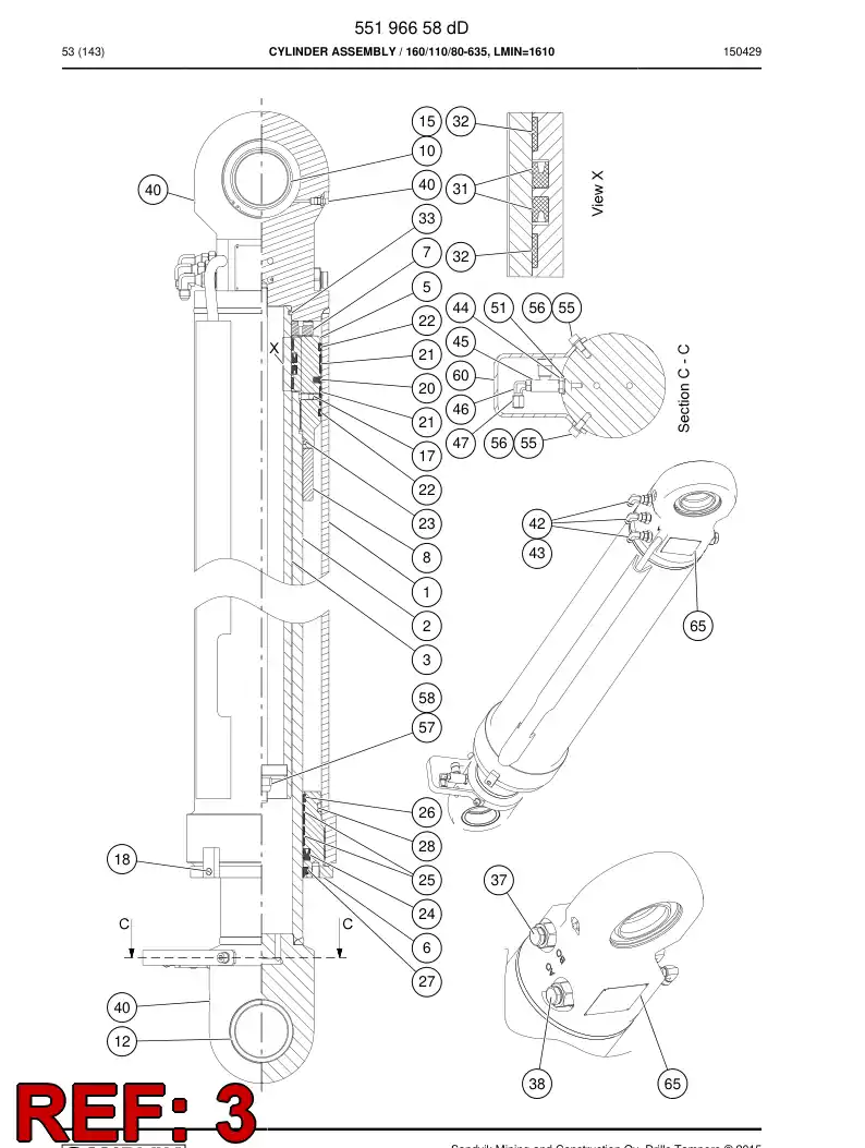 55196750 551 967 50 PISTON Assembly - Sandvik Technical Drawing