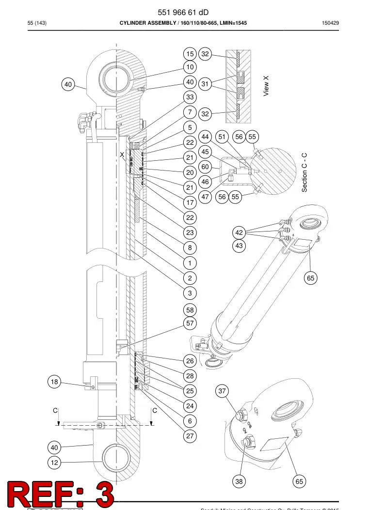 55196758 551 967 58 PISTON Assembly - Sandvik Technical Drawing