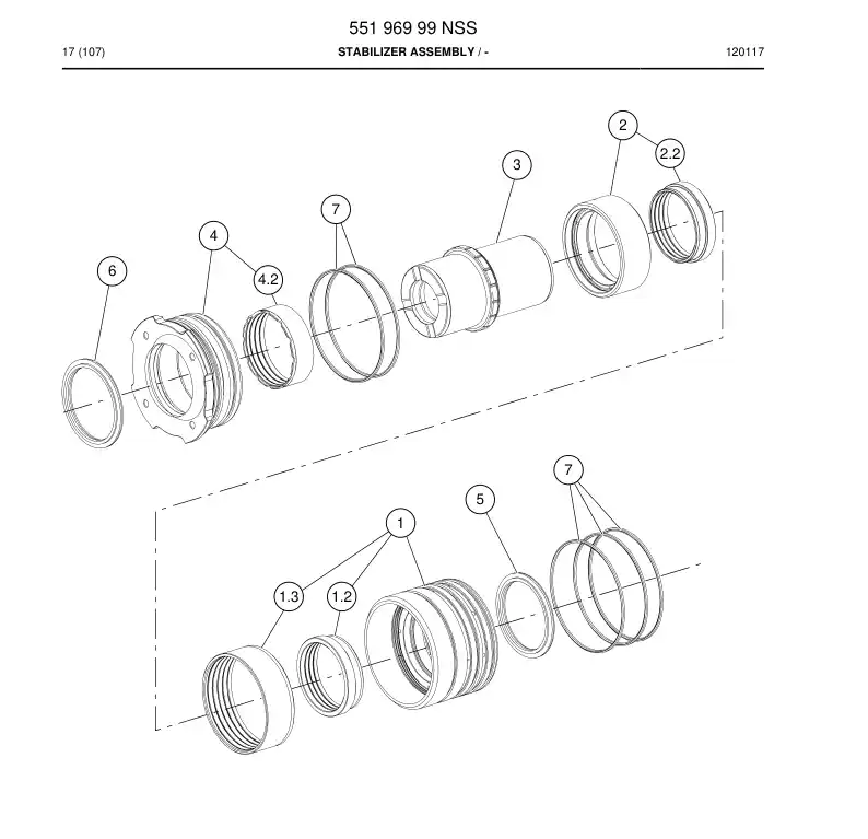 55196999 551 969 99 Stabilizer Assembly - Sandvik Technical Drawing