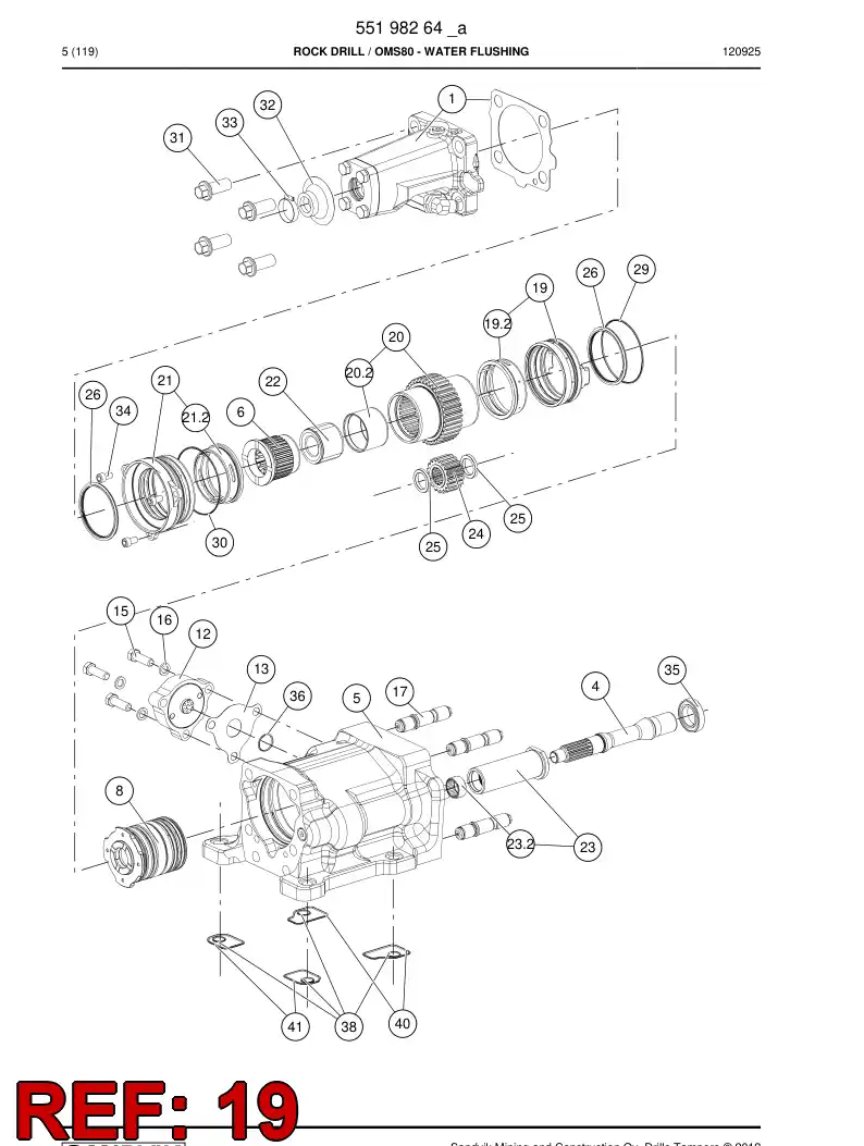 55197001a 551 970 01a BEARING ASSEMBLY - Sandvik Technical Drawing