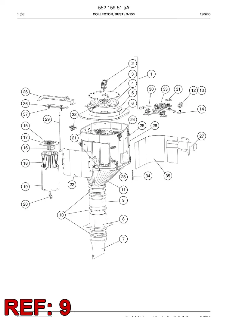 55197159 551 971 59 Bellows, Rubber - Sandvik Technical Drawing