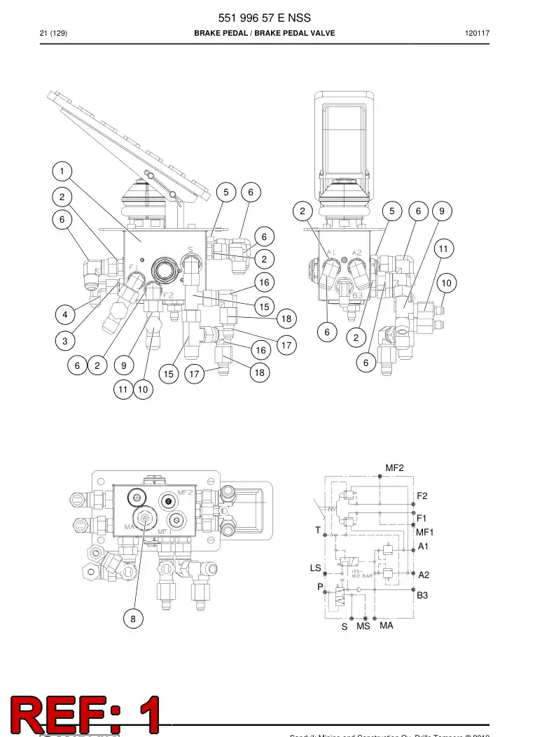 55197208 551 972 08 Valve, Brake - Sandvik Technical Drawing