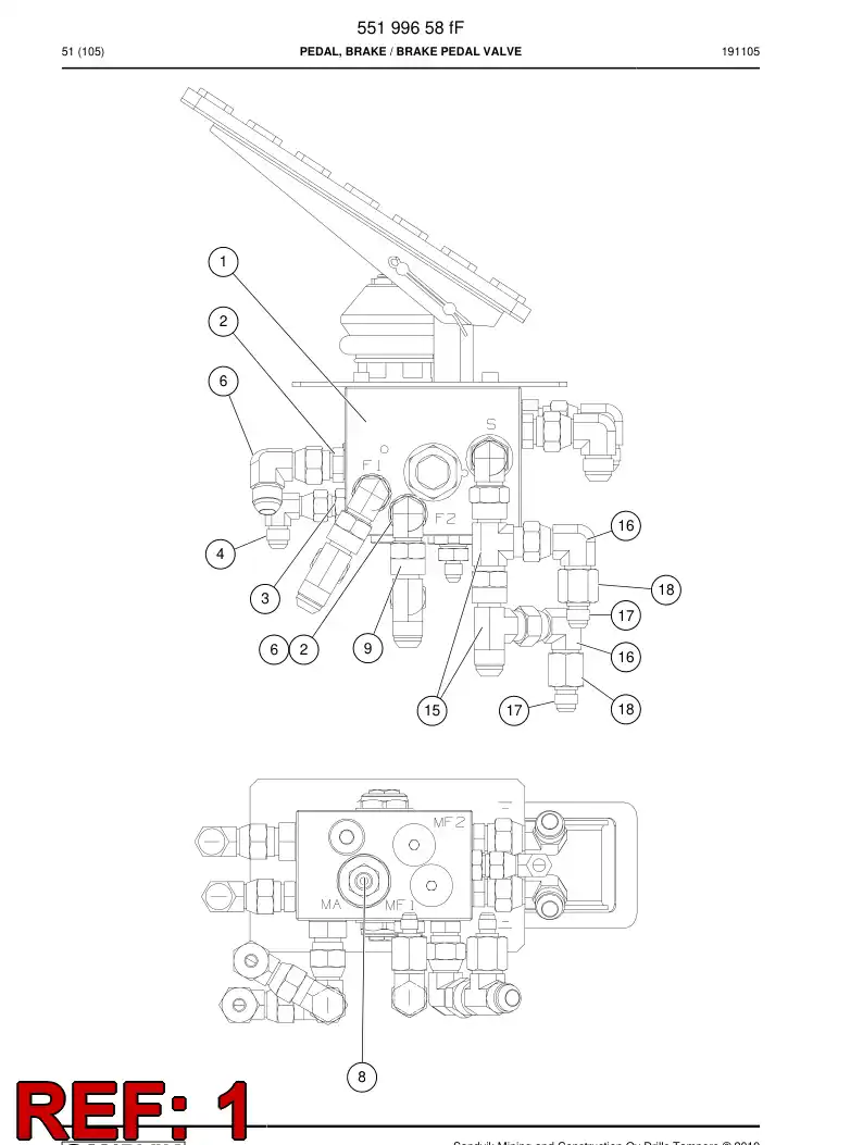 55197210 551 972 10 Valve, Brake - Sandvik Technical Drawing