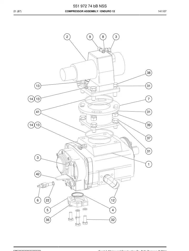 55197274b 551 972 74b Compressor Assembly - Sandvik Technical Drawing
