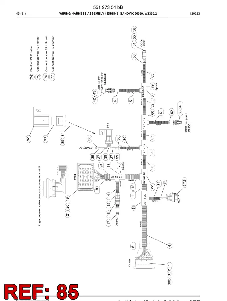 55197334 551 973 34 Connector - Sandvik Technical Drawing