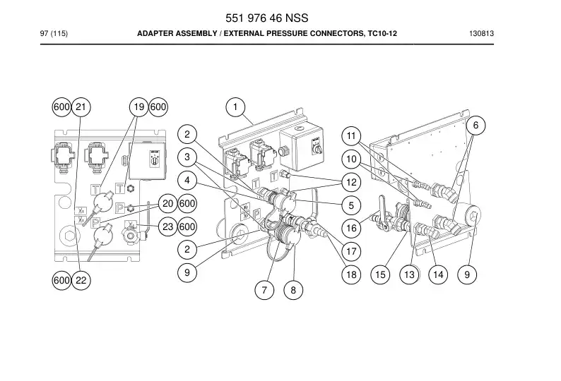 55197646 551 976 46 Adapter Assembly - Sandvik Technical Drawing