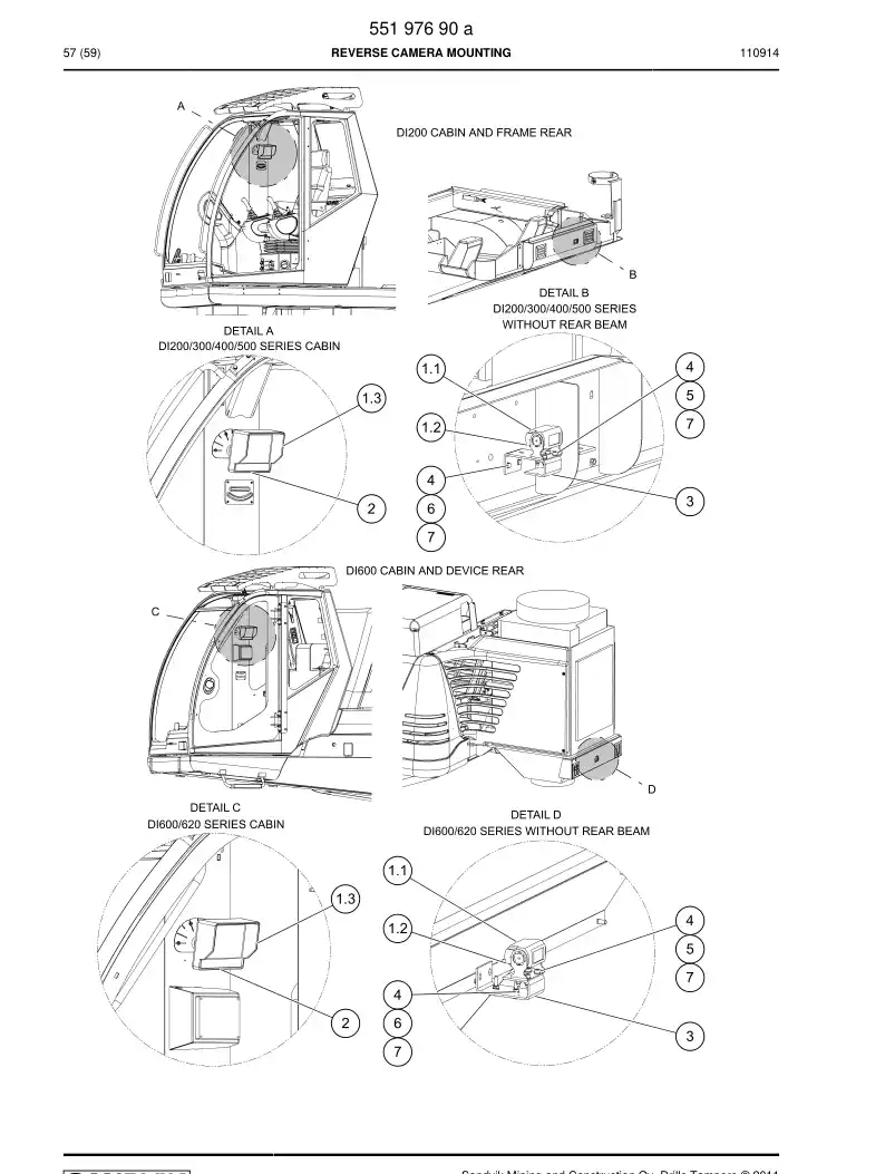 55197690a 551 976 90a REVERSE CAMERA MOUNTING - Sandvik Technical Drawing