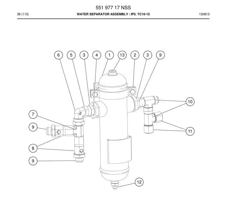 55197717 551 977 17 Water Separator Assembly - Sandvik Technical Drawing