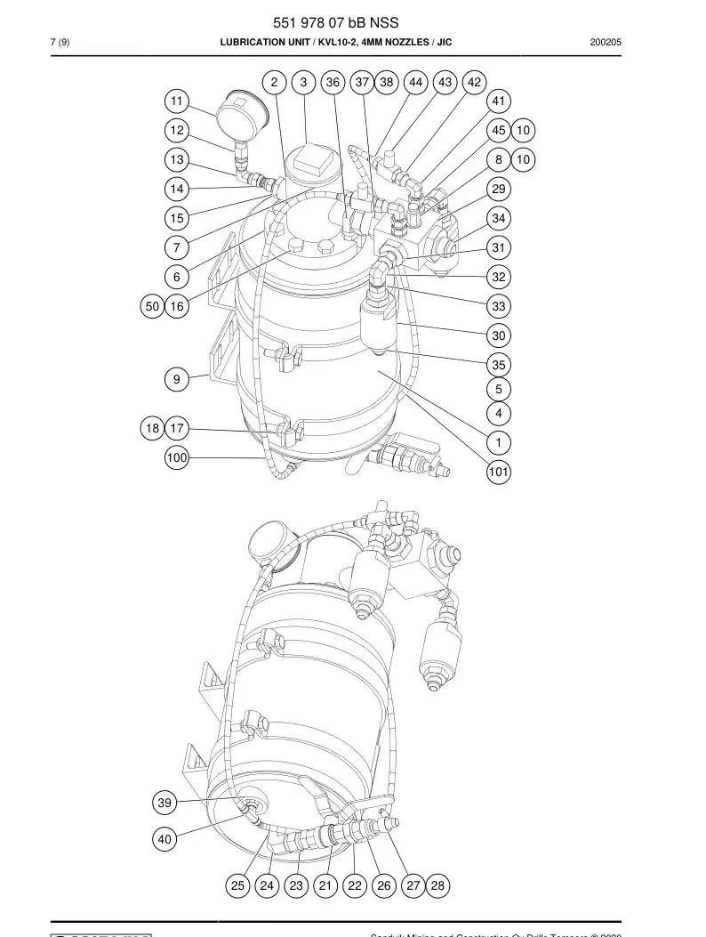 55197807b 551 978 07b Lubrication unit - Sandvik Technical Drawing