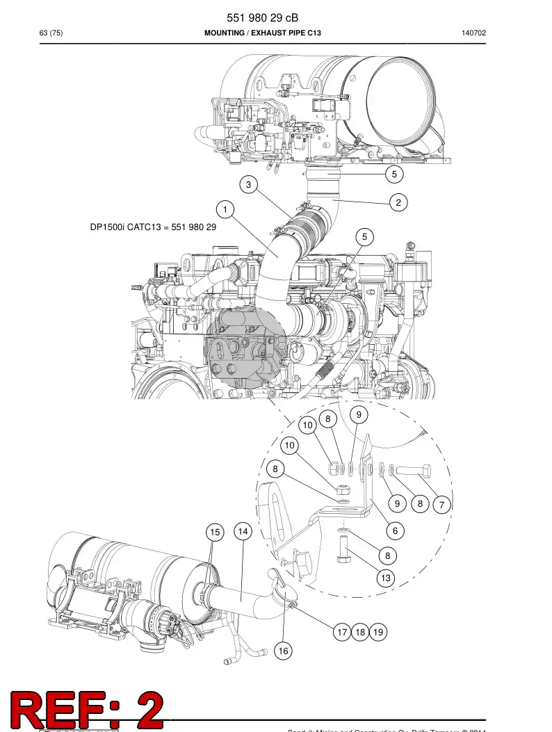 55197815b 551 978 15b Pipe assembly - Sandvik Technical Drawing