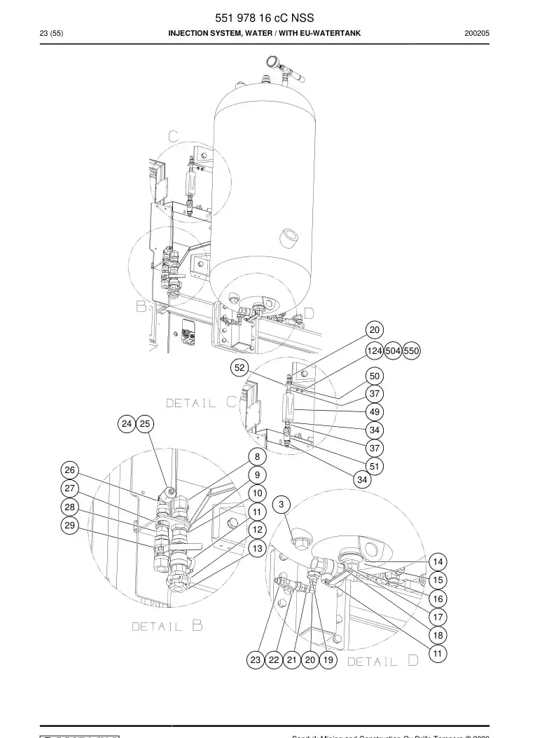 55197816c 551 978 16c Injection System, Water - Sandvik Technical Drawing