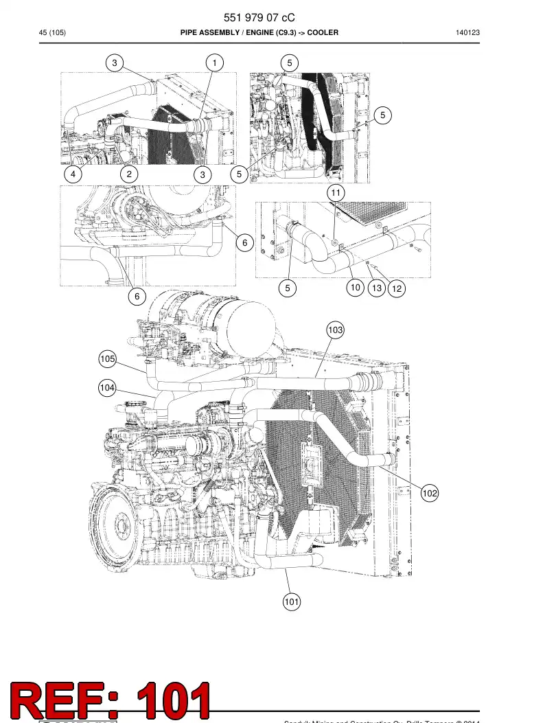 55197887a 551 978 87a Hose, Water - Sandvik Technical Drawing