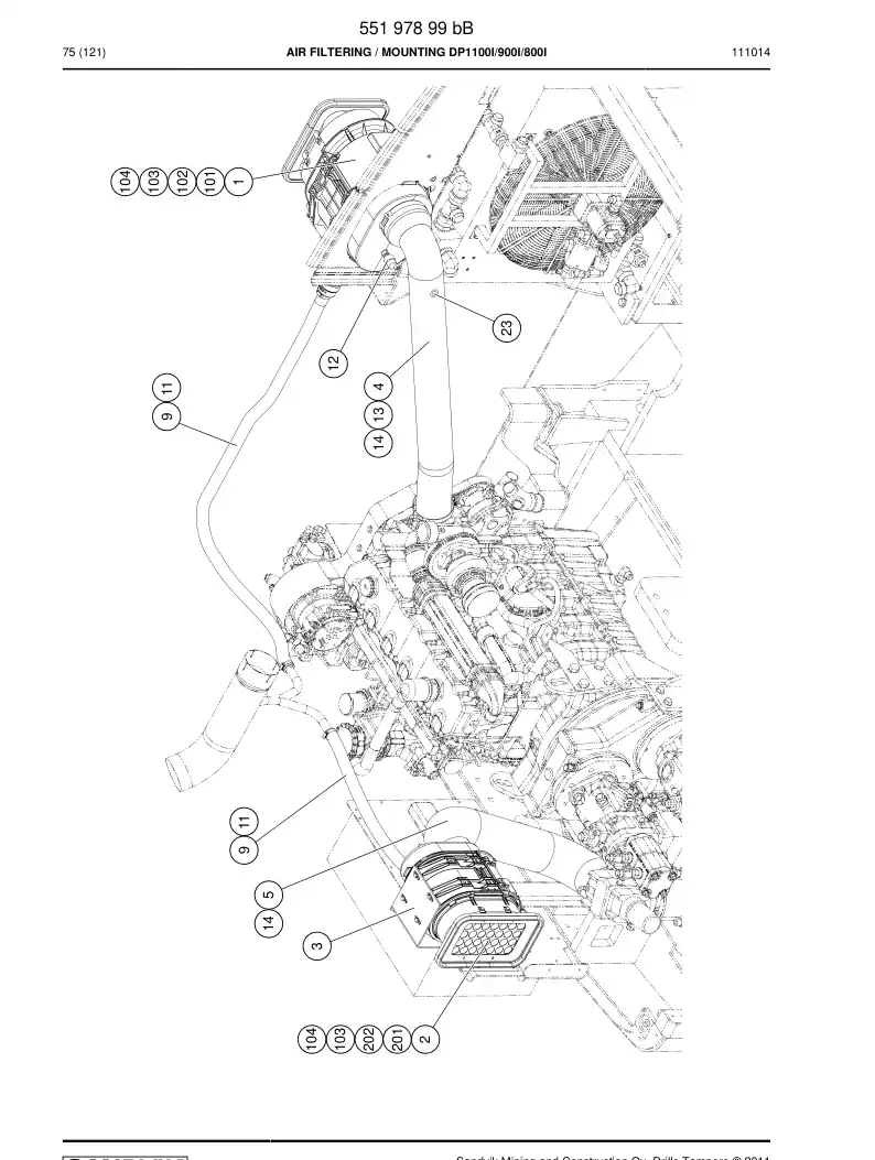 55197899b 551 978 99b AIR FILTERING - Sandvik Technical Drawing