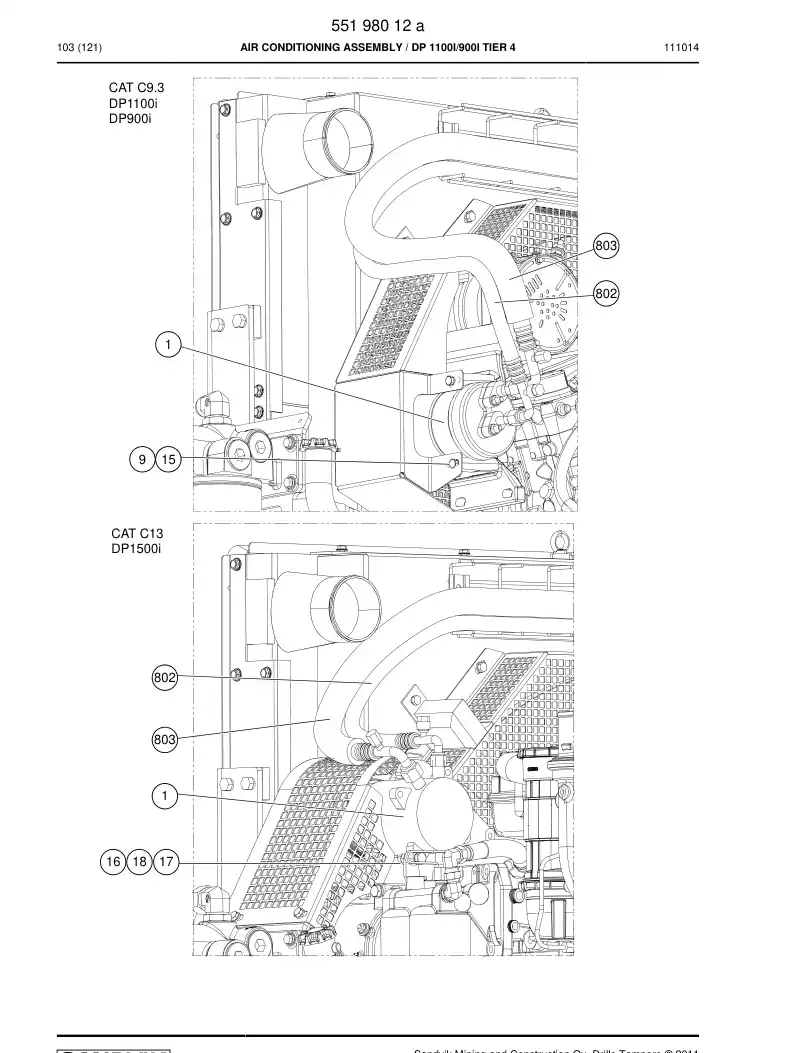 55198012a 551 980 12a AIR CONDITIONING ASSEMBLY - Sandvik Technical Drawing