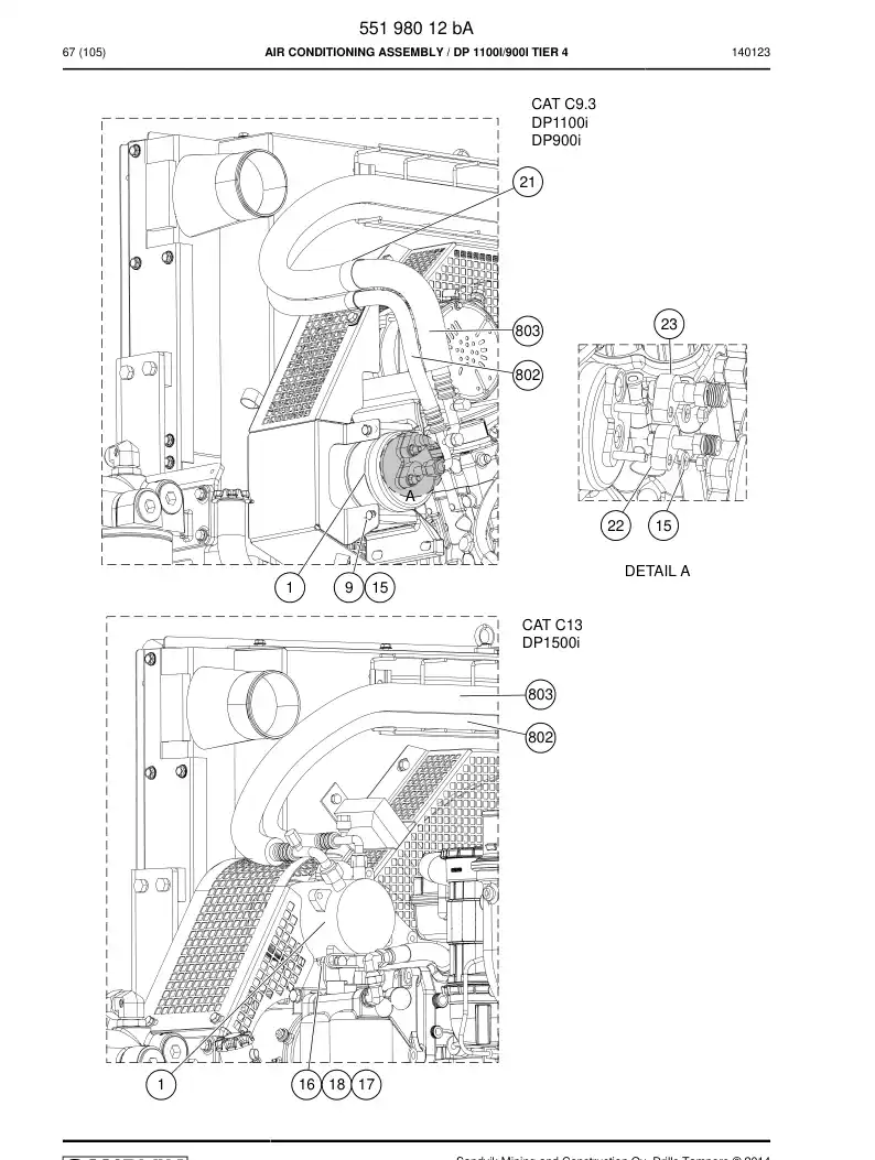 55198012b 551 980 12b Air conditioning assembly - Sandvik Technical Drawing