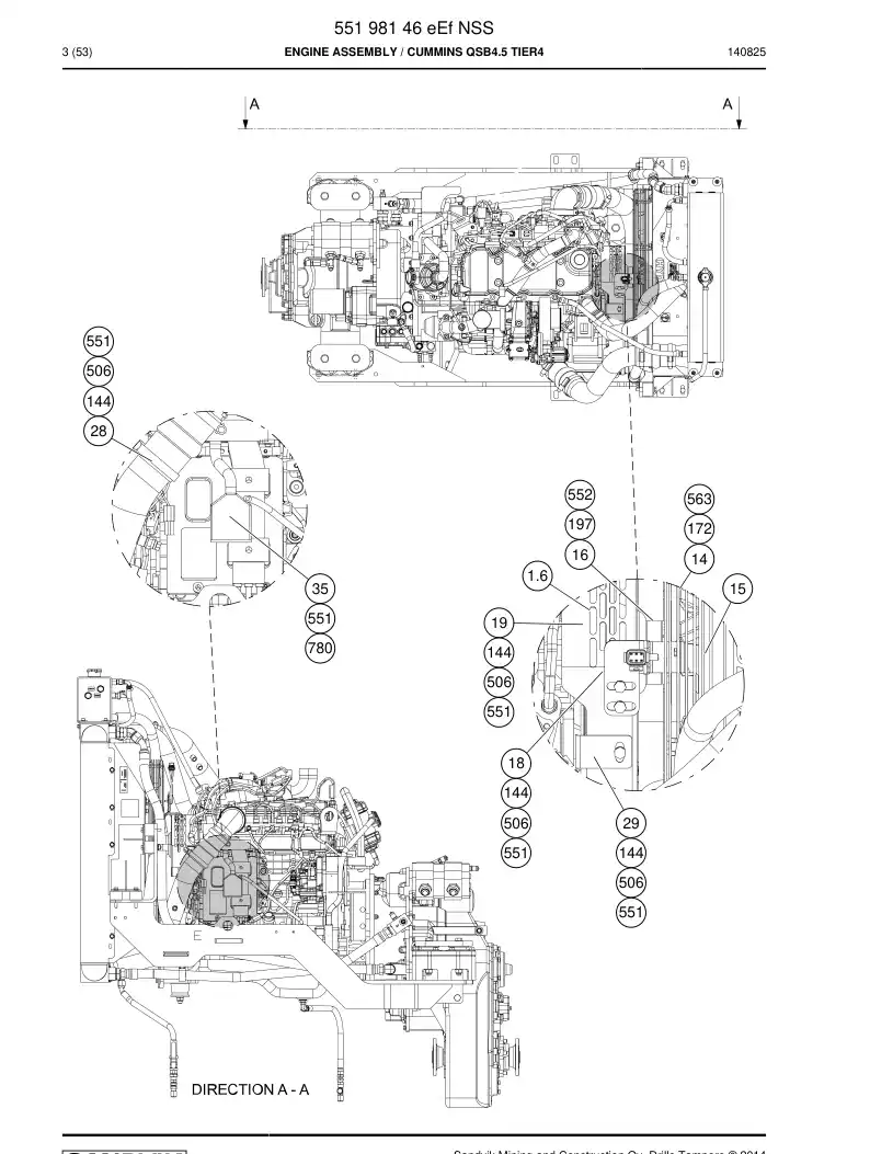 55198146e 551 981 46e Engine Assembly - Sandvik Technical Drawing