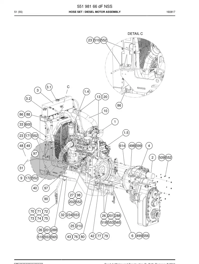 55198166d 551 981 66d Hose Set - Sandvik Technical Drawing
