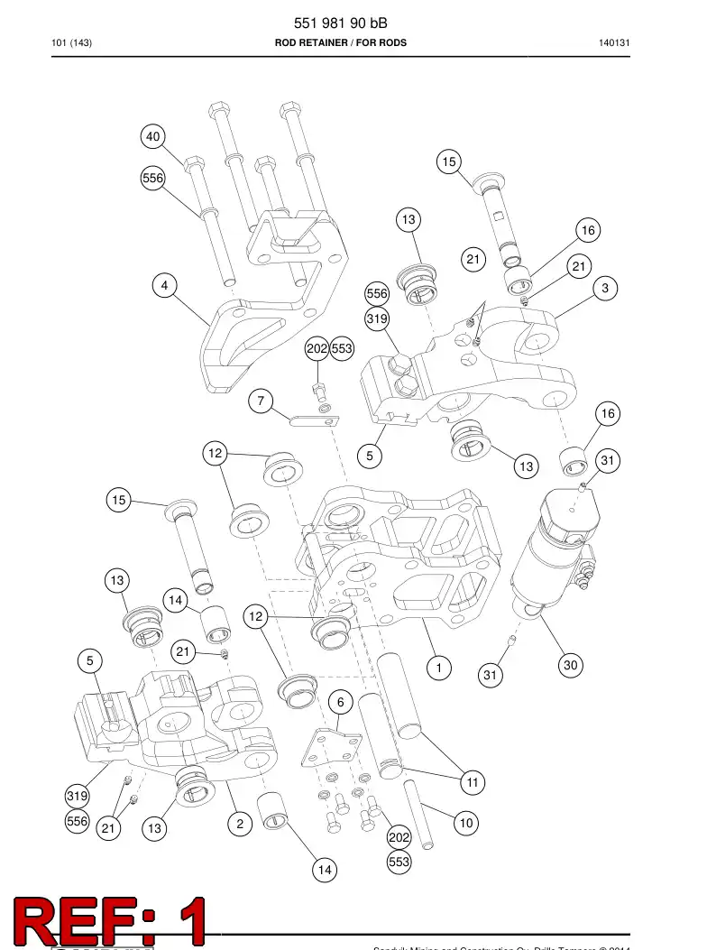 55198179 551 981 79 Bracket, Mounting - Sandvik Technical Drawing