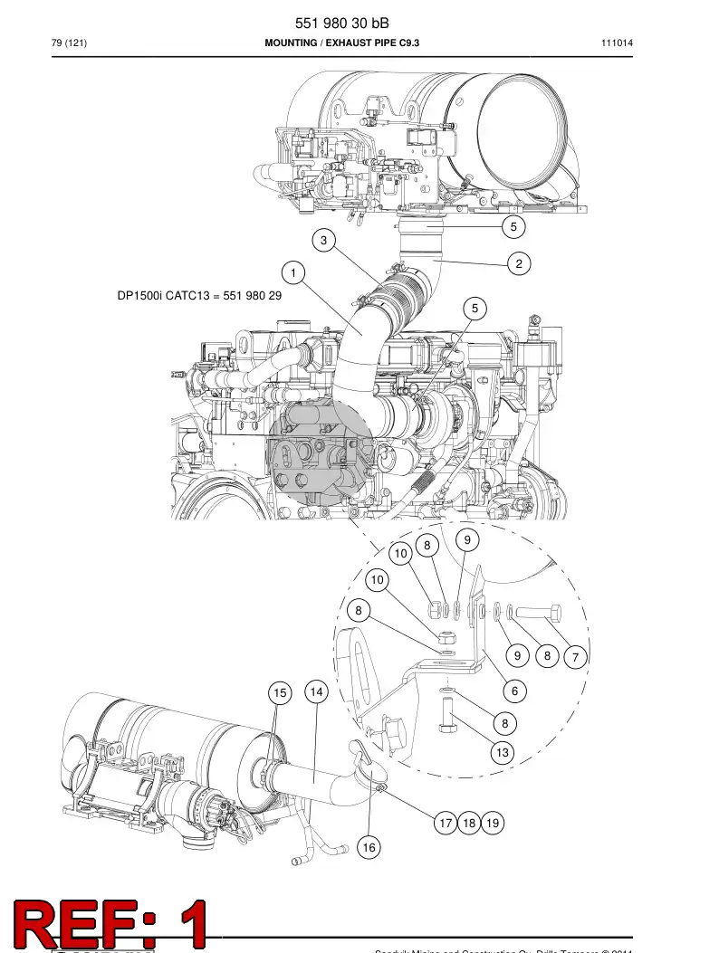 55198203 551 982 03 EXHAUST PIPE - Sandvik Technical Drawing