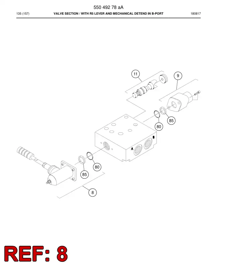 55198516 551 985 16 Lever - Sandvik Technical Drawing