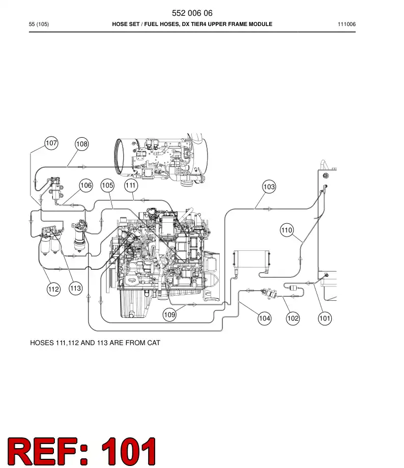 55198529a 551 985 29a Fuel hose - Sandvik Technical Drawing