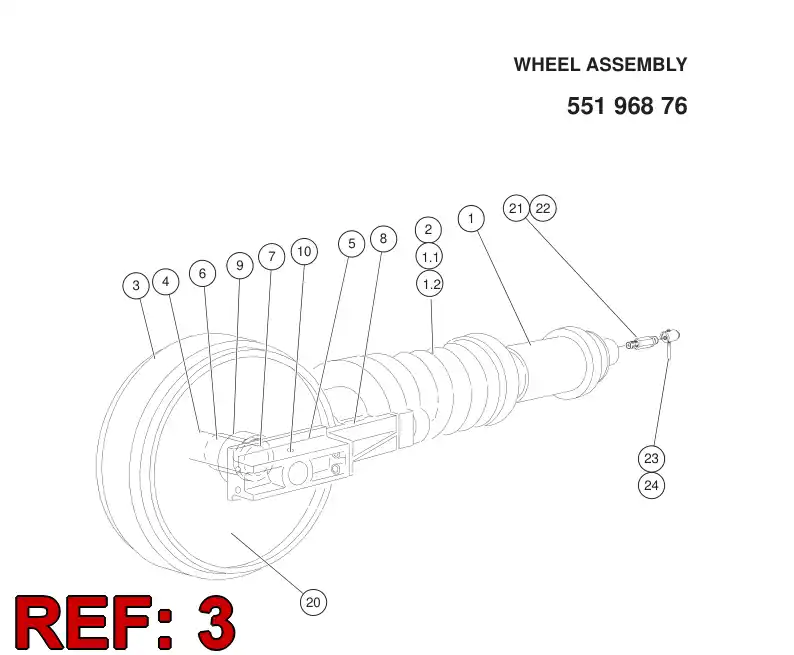 55198567 551 985 67 WHEEL - Sandvik Technical Drawing