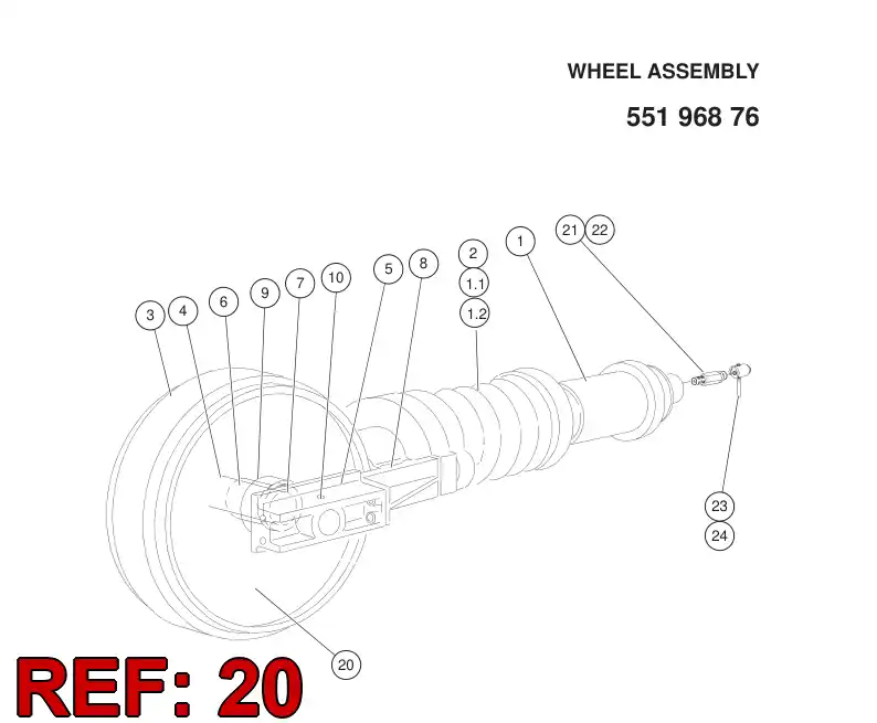 55198583 551 985 83 WHEEL ASSEMBLY - Sandvik Technical Drawing