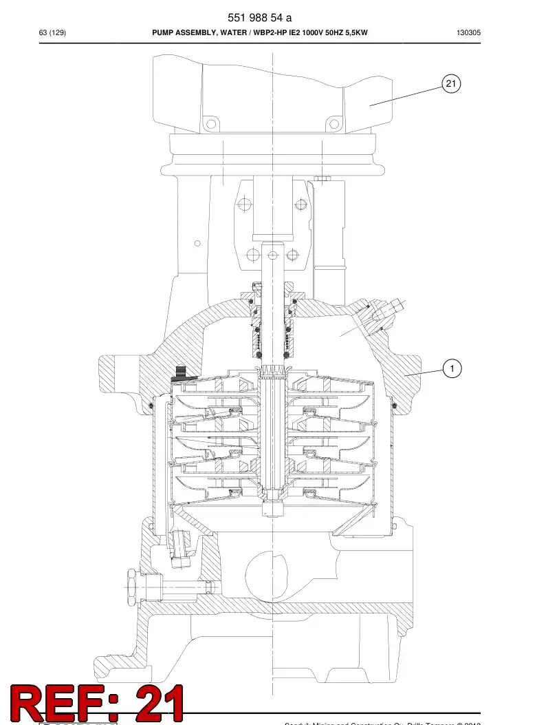 55198886 551 988 86 Motor, Three Phase - Sandvik Technical Drawing