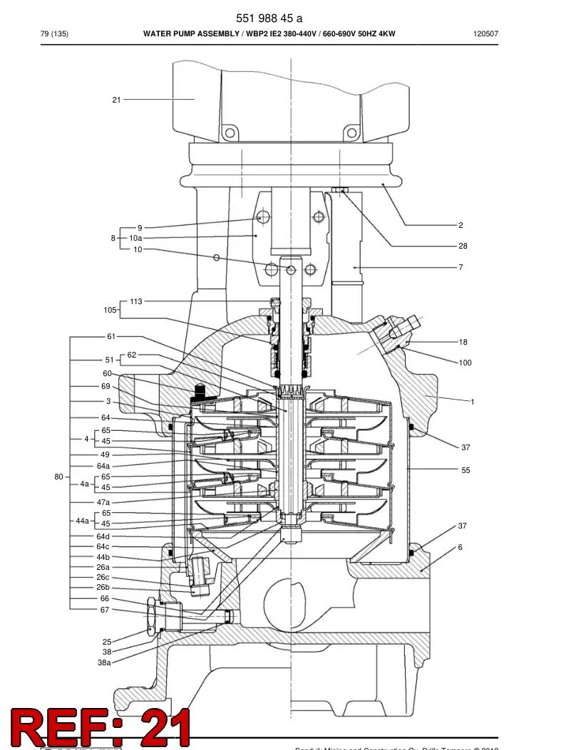 55198893 551 988 93 Motor, Three Phase - Sandvik Technical Drawing