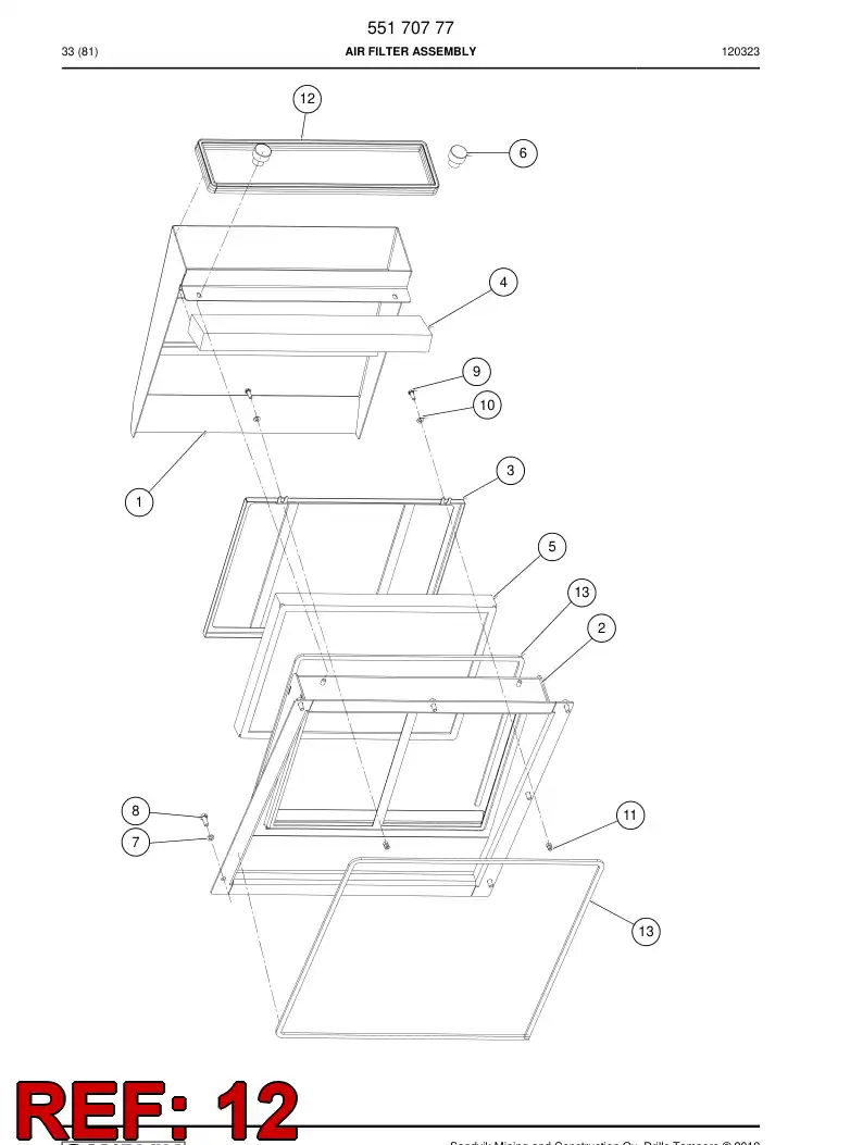 55198921 551 989 21 Seal band - Sandvik Technical Drawing