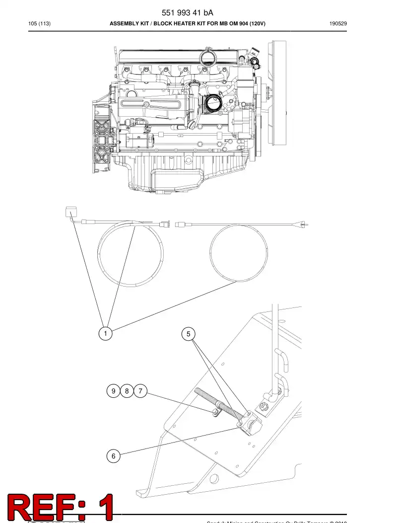 55199346a 551 993 46a Heater, Block, Engine - Sandvik Technical Drawing