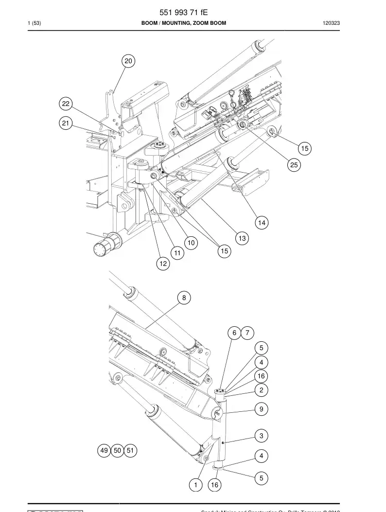 55199371f 551 993 71f Boom - Sandvik Technical Drawing