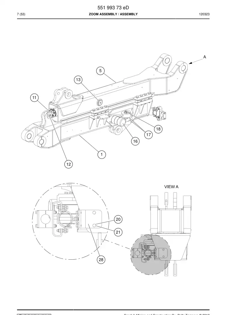 55199373f 551 993 73f Boom Assembly, Zoom - Sandvik Technical Drawing