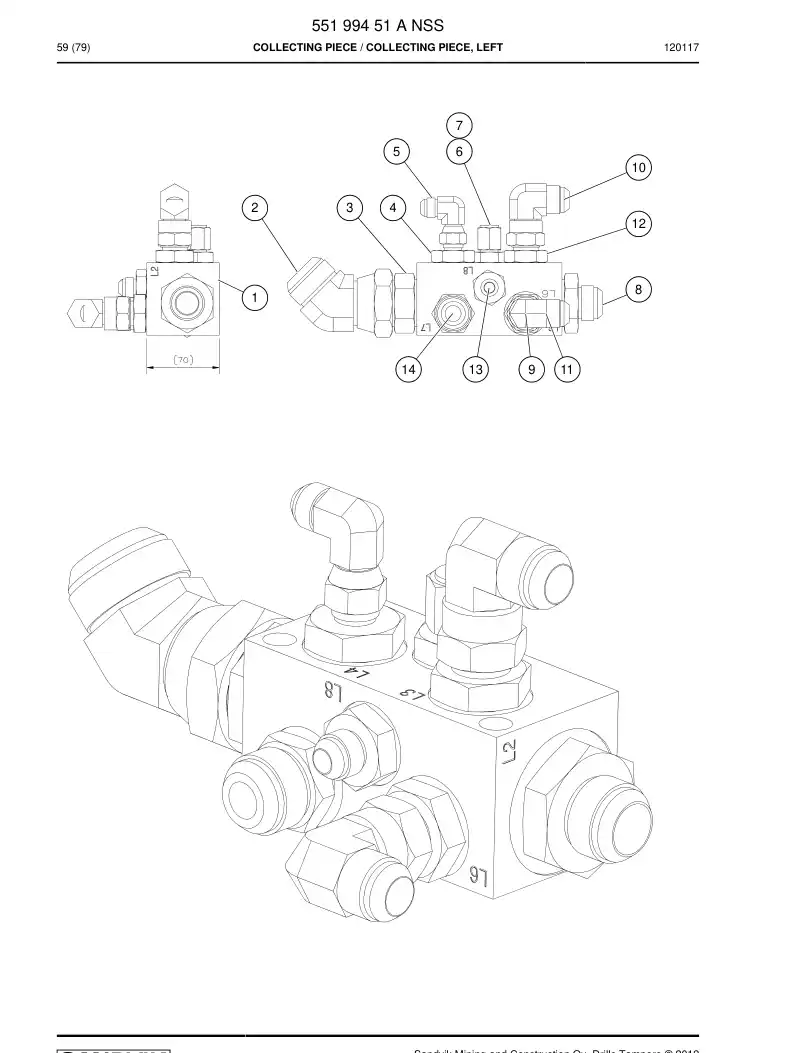 55199451 551 994 51 Collecting piece - Sandvik Technical Drawing