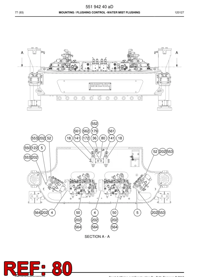 55199463 551 994 63 Bracket - Sandvik Technical Drawing