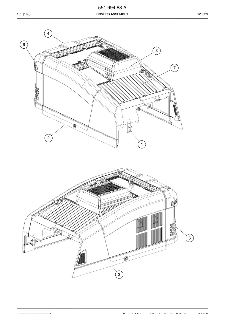 55199488 551 994 88 COVERS ASSEMBLY - Sandvik Technical Drawing
