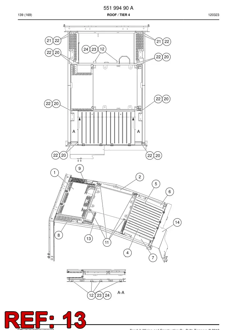 55199491 551 994 91 Roof, Sliding - Sandvik Technical Drawing