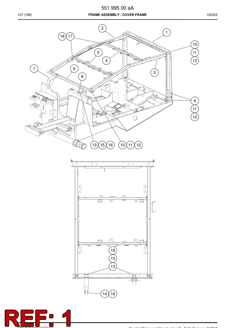 55199503 551 995 03 Backing frame - Sandvik Technical Drawing