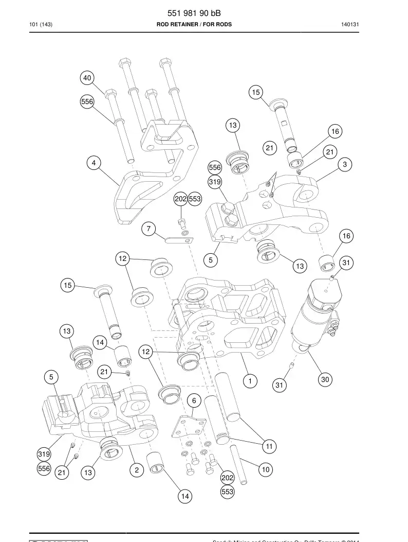 55199541a 551 995 41a Bushing kit - Sandvik Technical Drawing