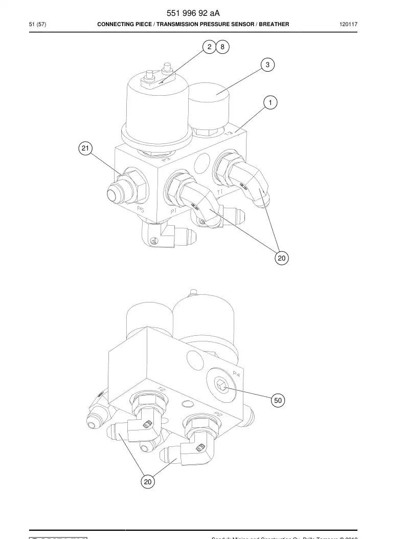 55199692b 551 996 92b CONNECTING PIECE - Sandvik Technical Drawing