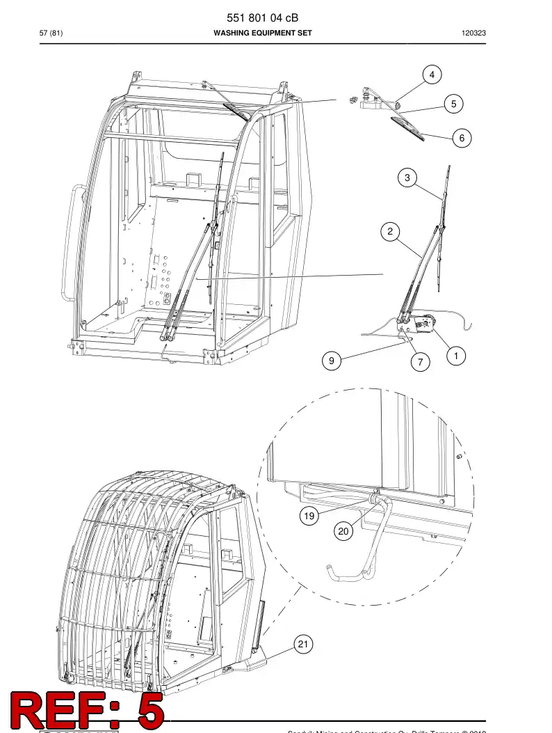 55199736 551 997 36 Arm, Wiper - Sandvik Technical Drawing