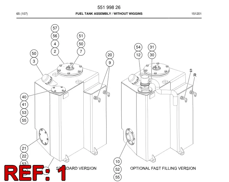 55199827 551 998 27 Tank, Fuel - Sandvik Technical Drawing