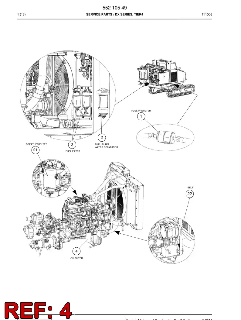 55199884 551 998 84 Filter, Oil - Sandvik Technical Drawing