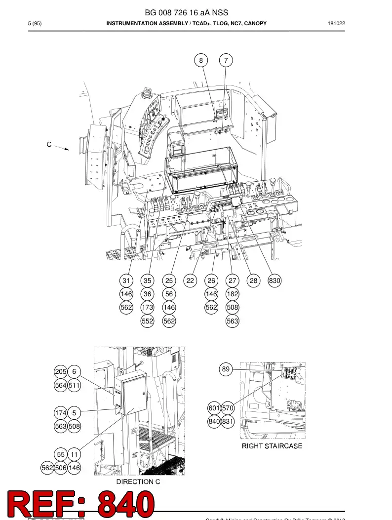 55199921c 551 999 21c Cable, Prewired Plug - Sandvik Technical Drawing