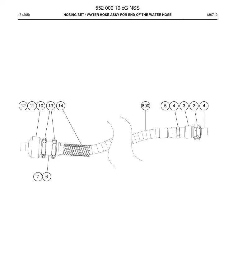 55200010c 552 000 10c Hosing Set - Sandvik Technical Drawing