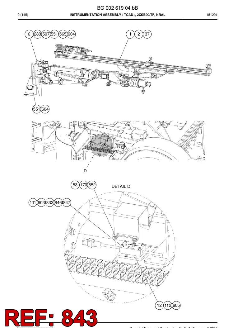 55200032 552 000 32 Cable, Pre-Wired Plug - Sandvik Technical Drawing