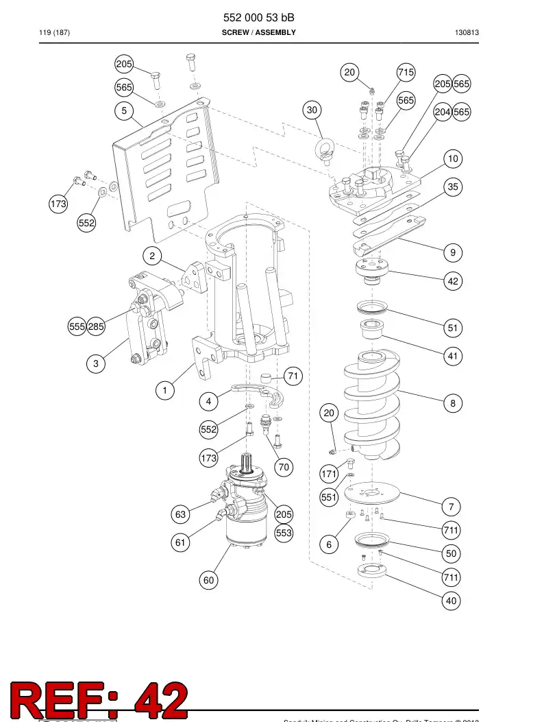 55200071a 552 000 71a Shaft - Sandvik Technical Drawing