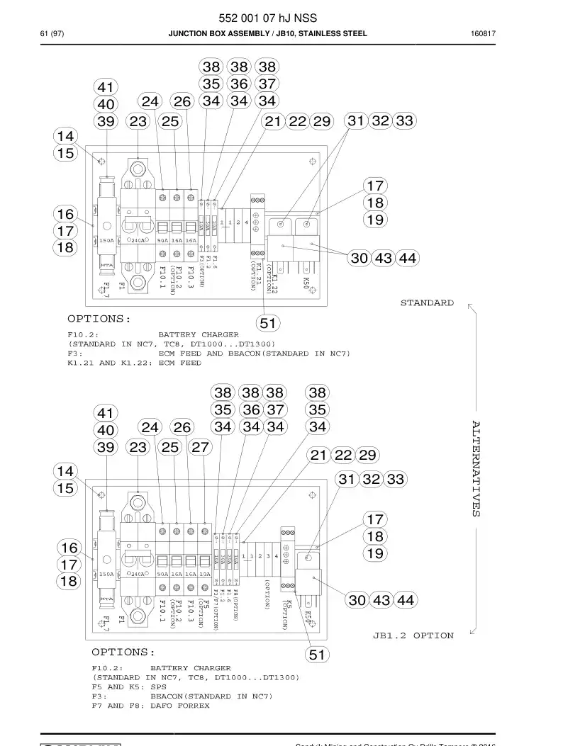 55200107h 552 001 07h Junction Box Assembly - Sandvik Technical Drawing